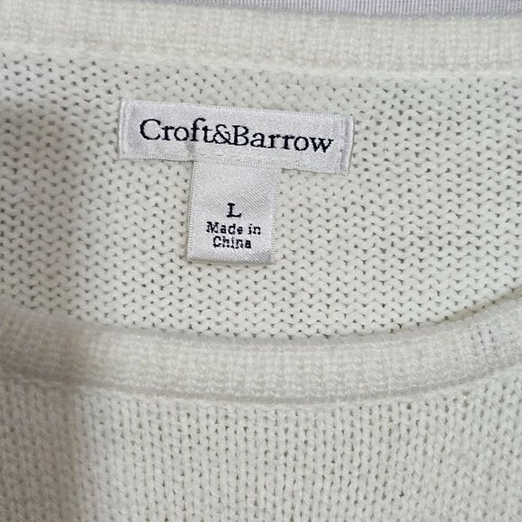 Croft & Barrow Womens Large Cream Sweater Cardinal Embroidery Sequins Holiday - Picture 3 of 8